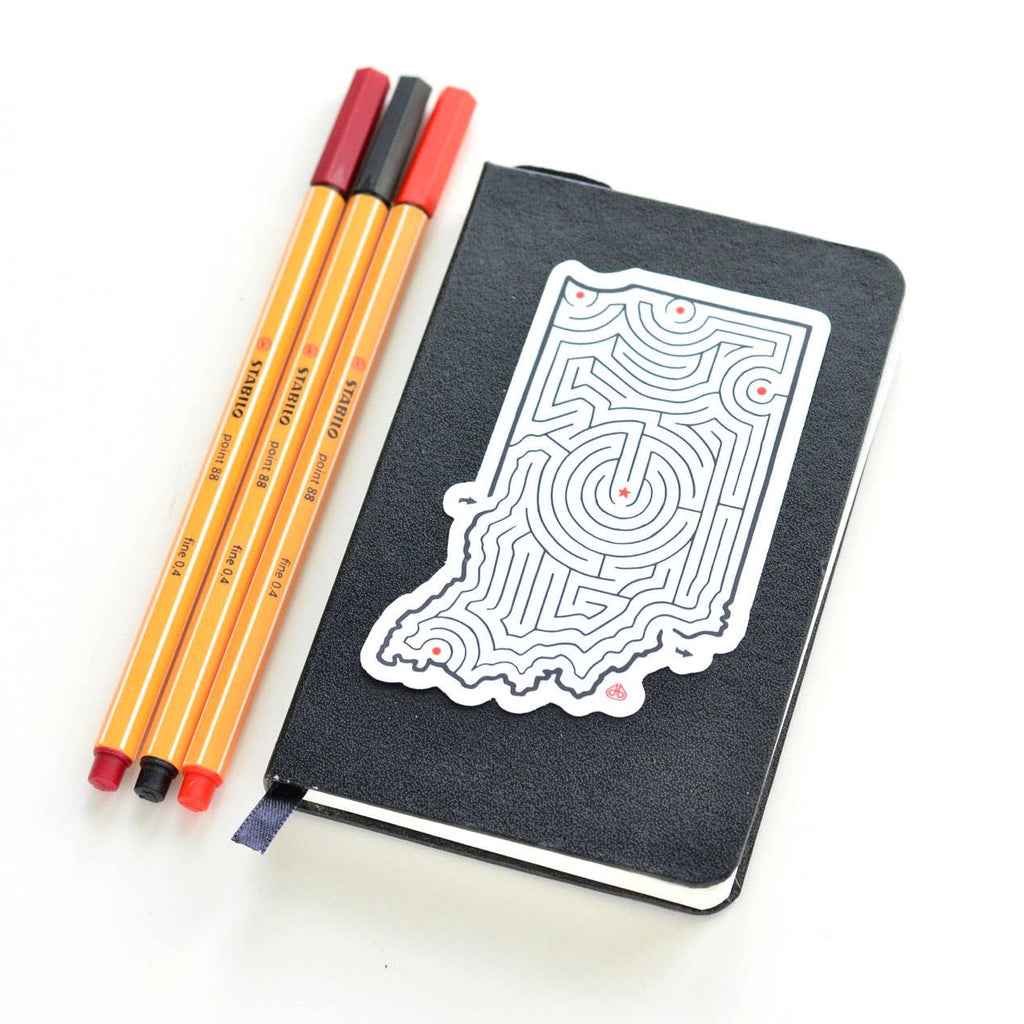 Indiana Maze State Map Die Cut Vinyl Sticker | 3.75x2.5"