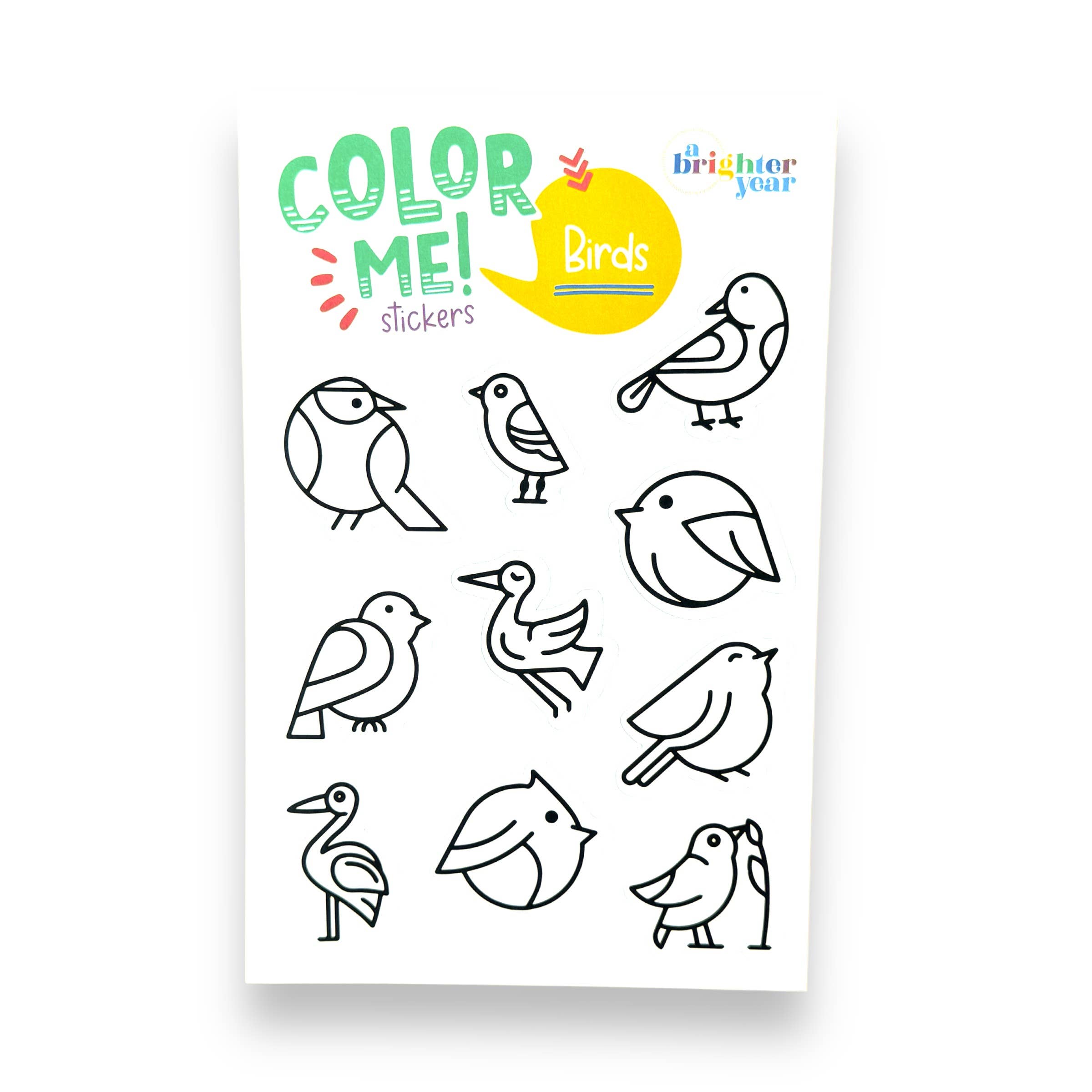 Birds Bugs & Botany Colorable Sticker Pack, 3 Sticker Sheets