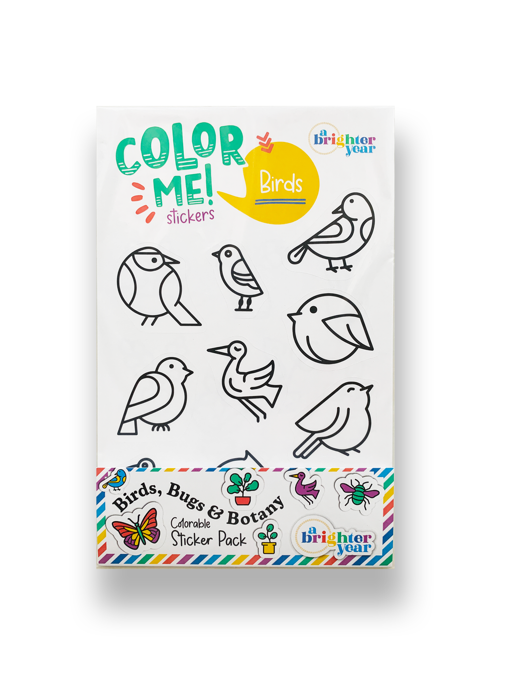 Birds Bugs & Botany Colorable Sticker Pack, 3 Sticker Sheets